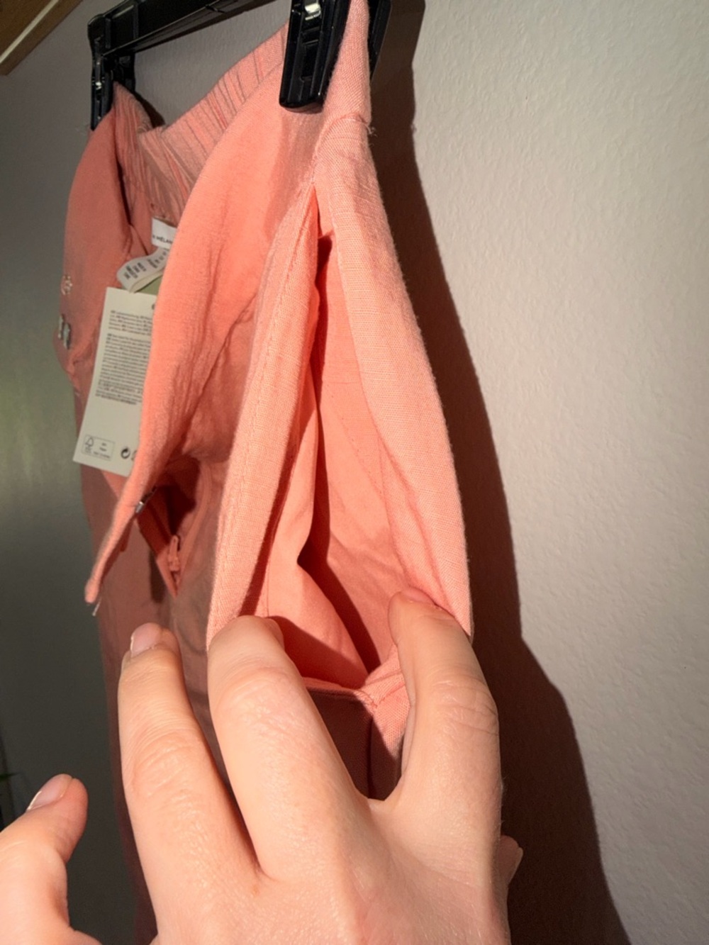 NWT - Linen Blend Flare Pants Coral Pink High Rise Summer Wide Leg - Size 4 - Picture 8 of 8